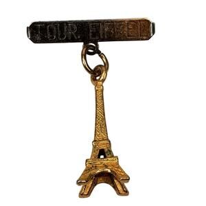 Vintage 1950 Eiffel Tower Dangling Pin Brooch 1.25"